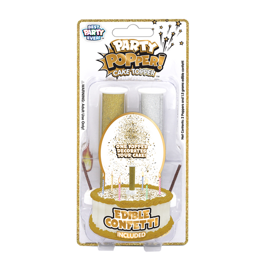 Party Popper! Cake Topper - Silver & Gold