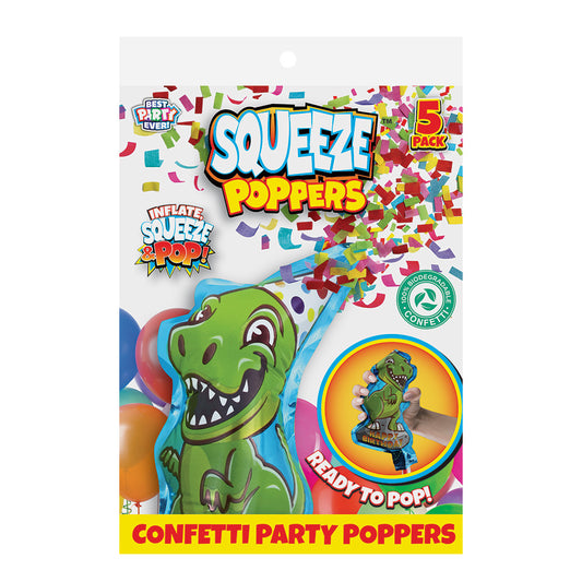 Squeeze Poppers Birthday Dinosaur Confetti Cannon