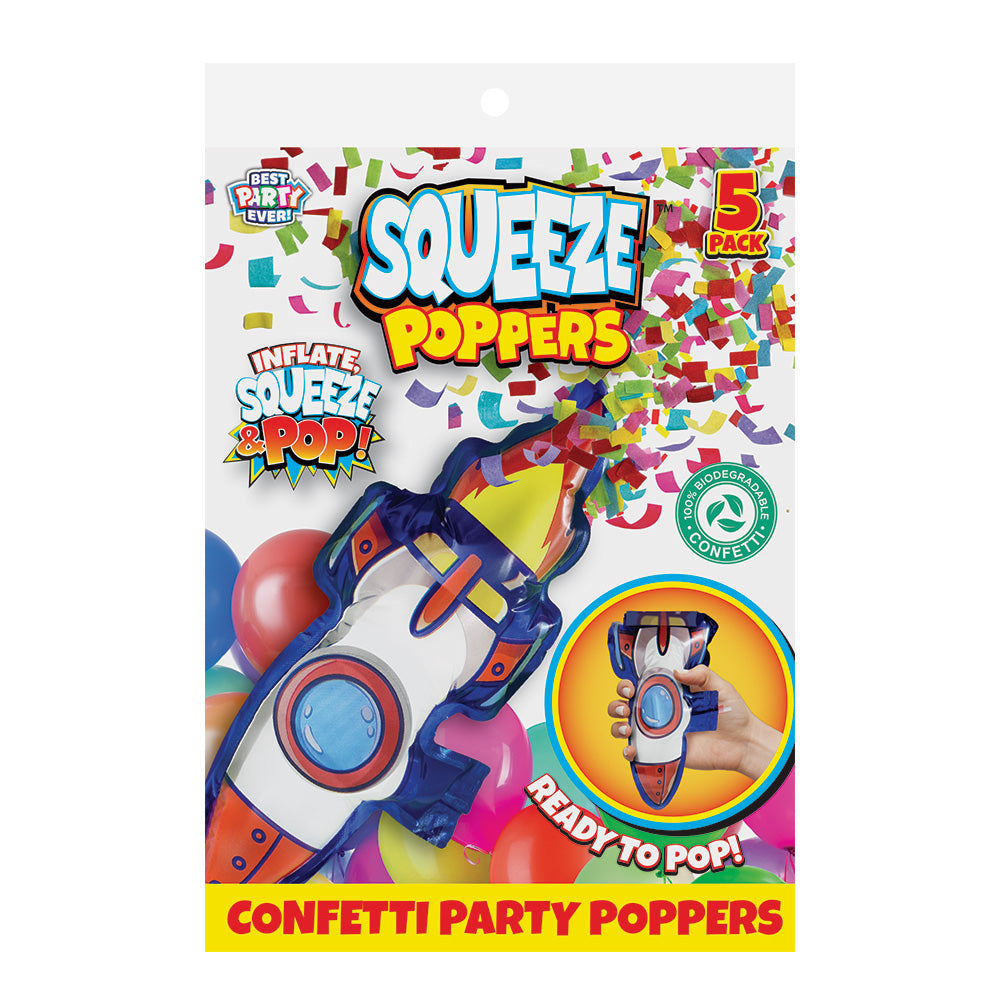 Squeeze Poppers Rocket Ship Confetti Cannons