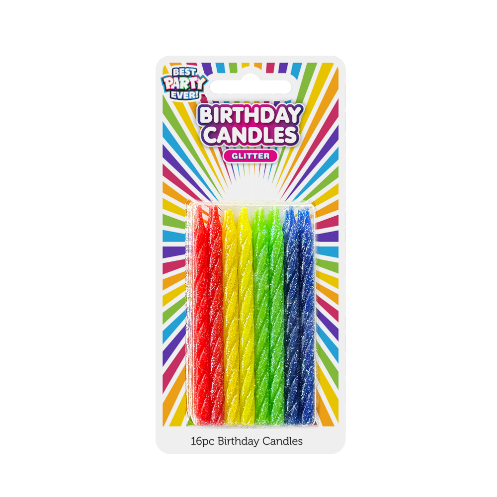 Primary Color Glitter Birthday Candles