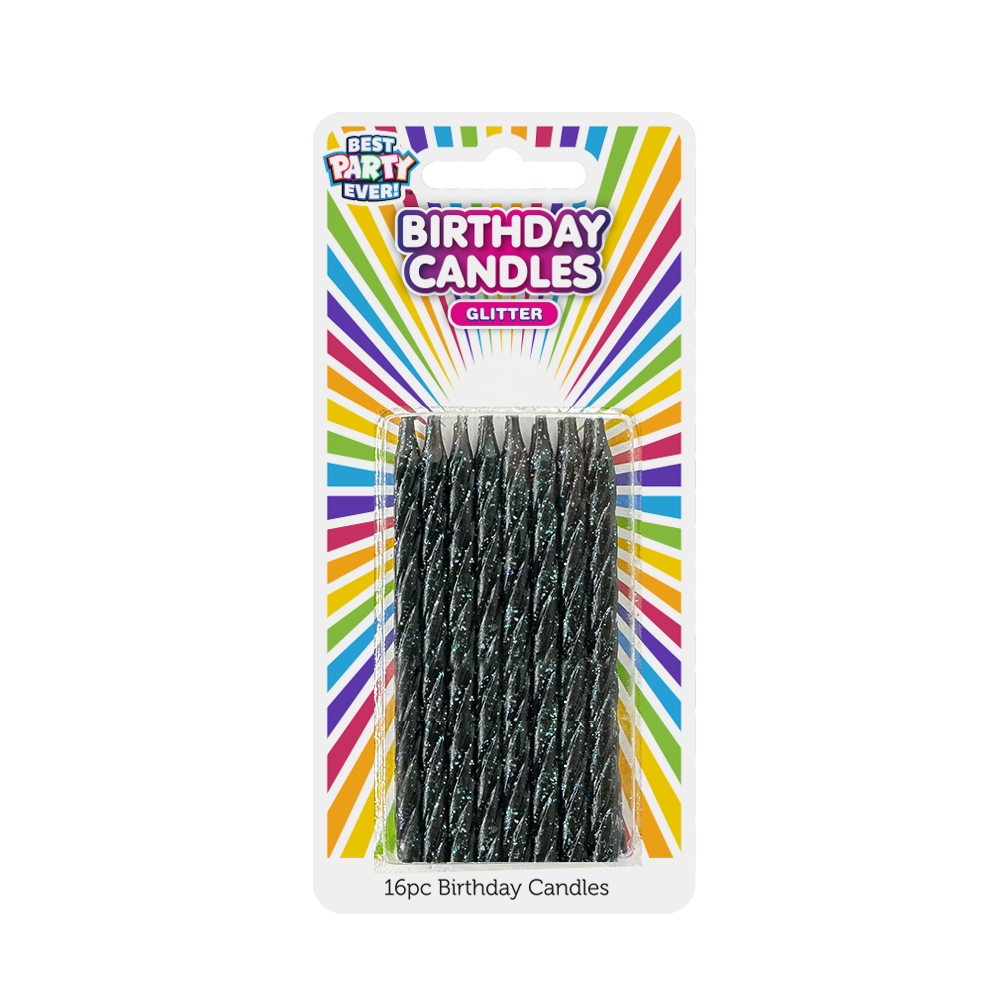 Black Glitter Birthday Candles