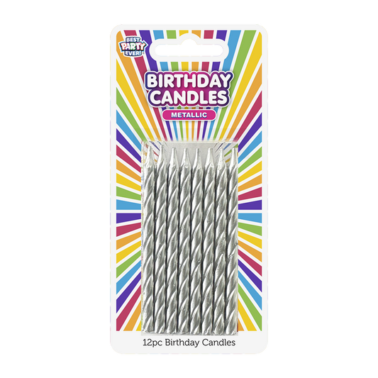 Metallic Silver Birthday Candles