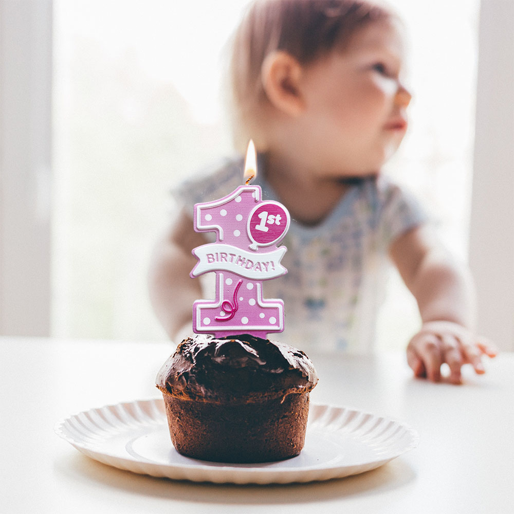 Pink Baby's 1st Birthday Candle