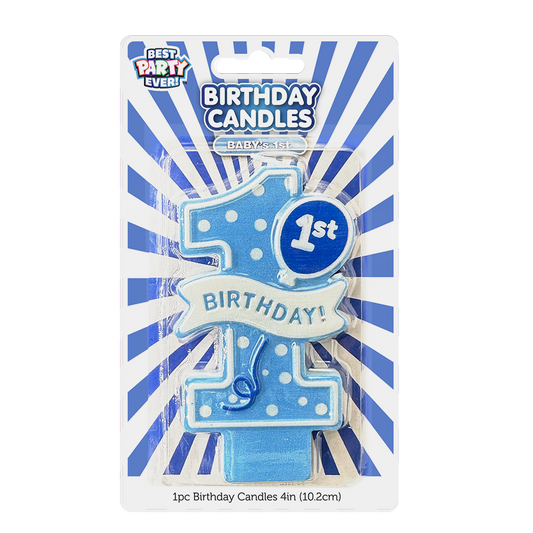 Blue Baby's 1st Birthday Candle