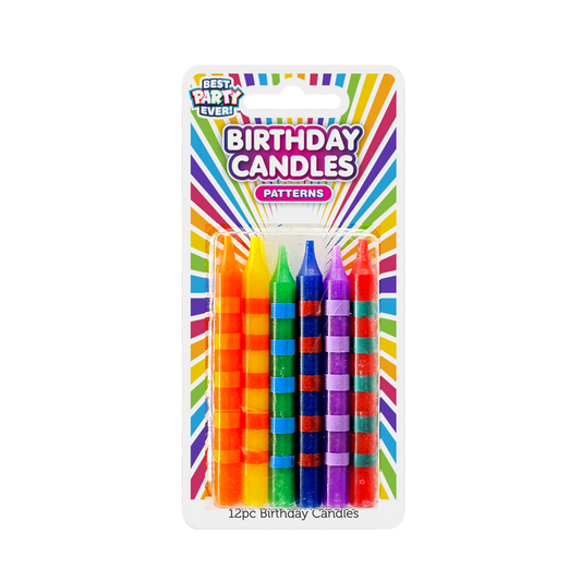 Assorted Color Striped Birthday Candles