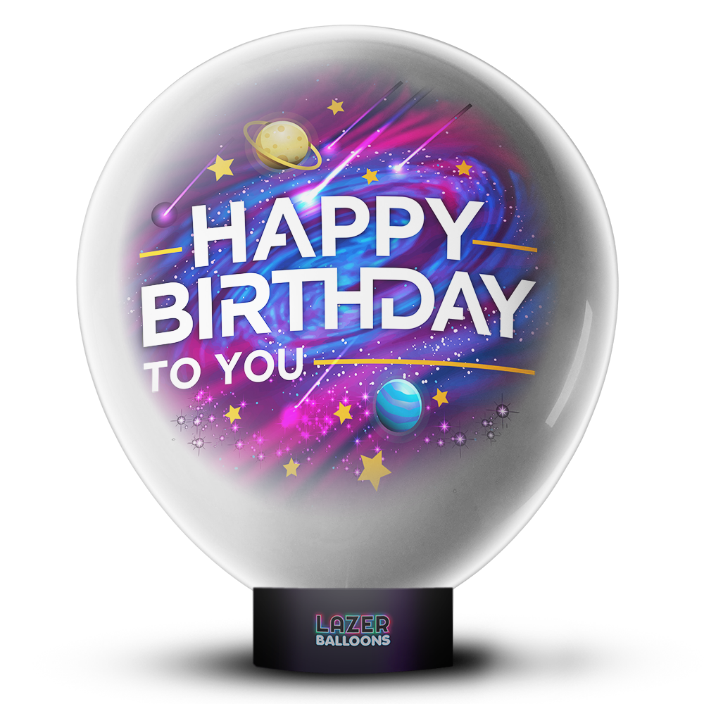 Lazer Balloons Happy Birthday Outer Space