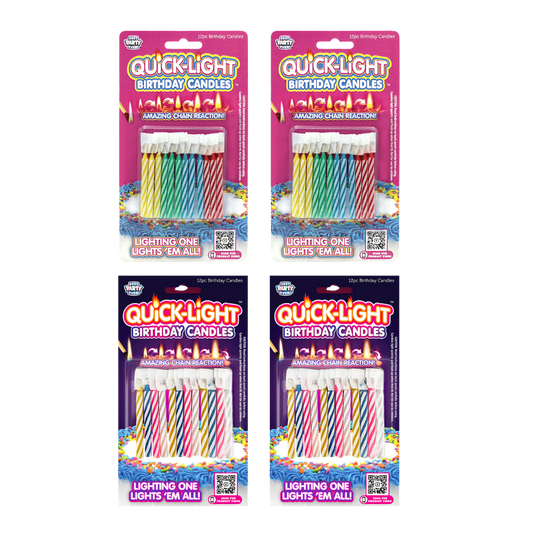 Primary & Pastel Quick-Light Birthday Candles 4 Pack
