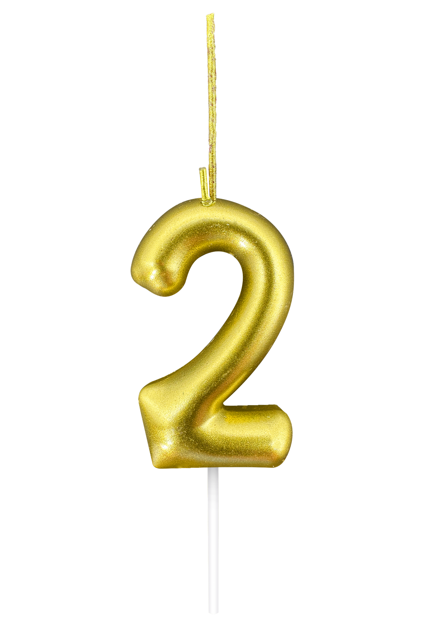 Gold number 3 candle with sparkler feature on a transparent background