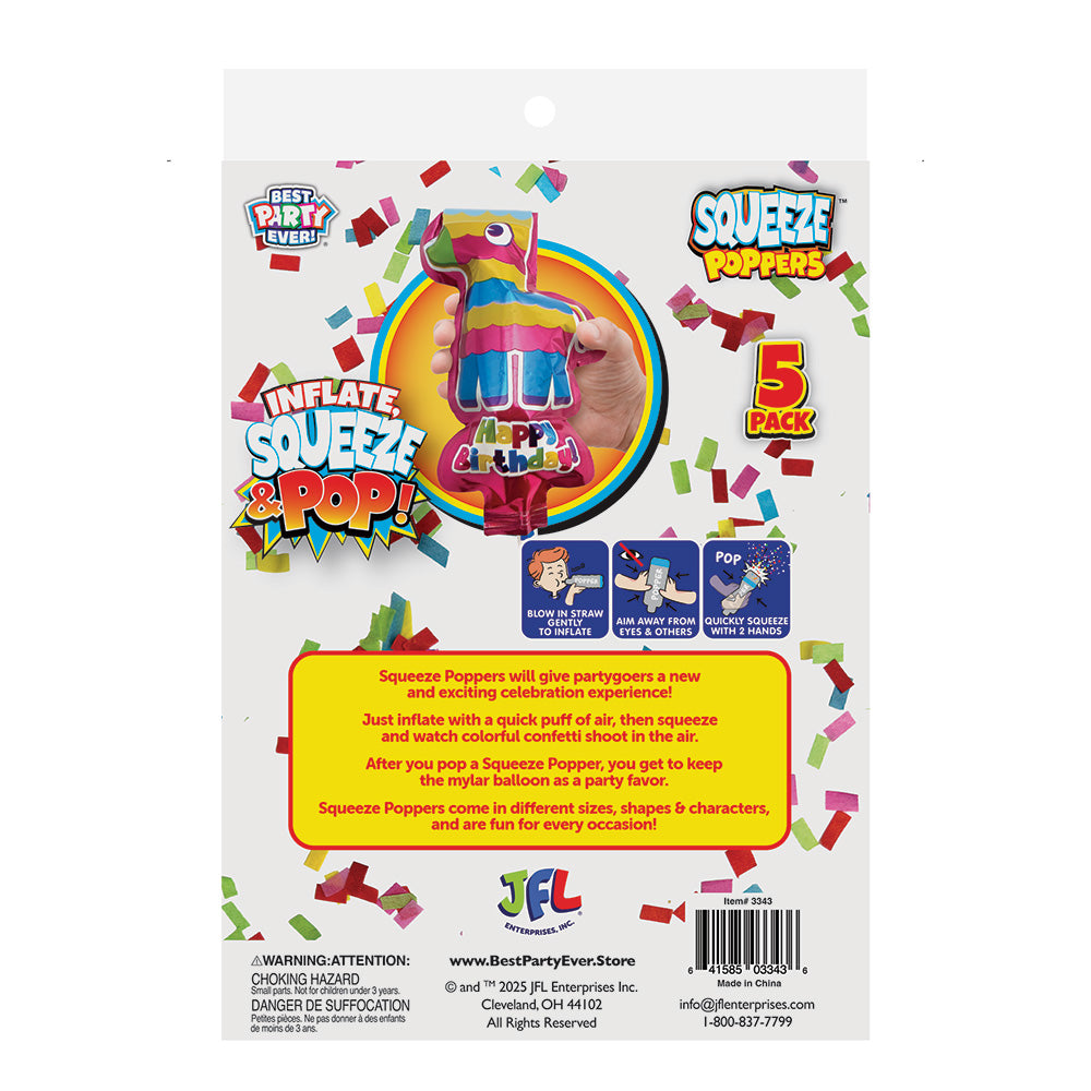 Squeeze Poppers Piñata Confetti Party Poppers