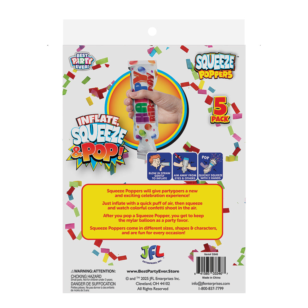 Squeeze Poppers Happy Birthday Confetti Cannon