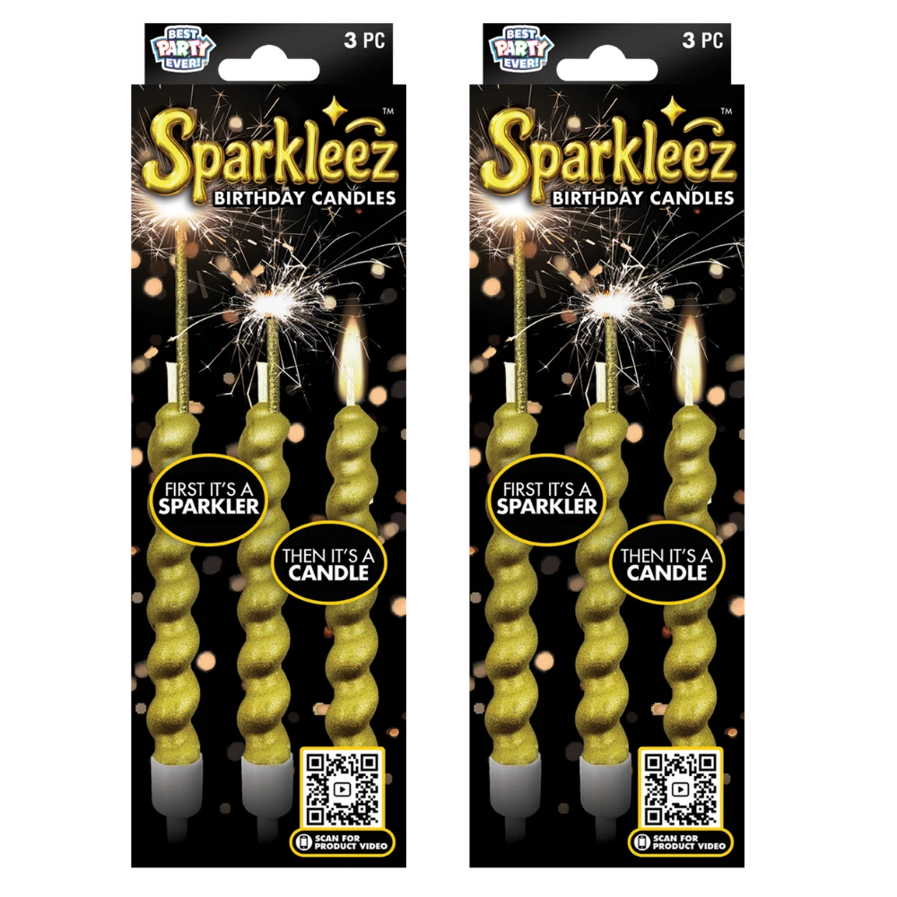 Two packages of Sparkleez birthday candles.