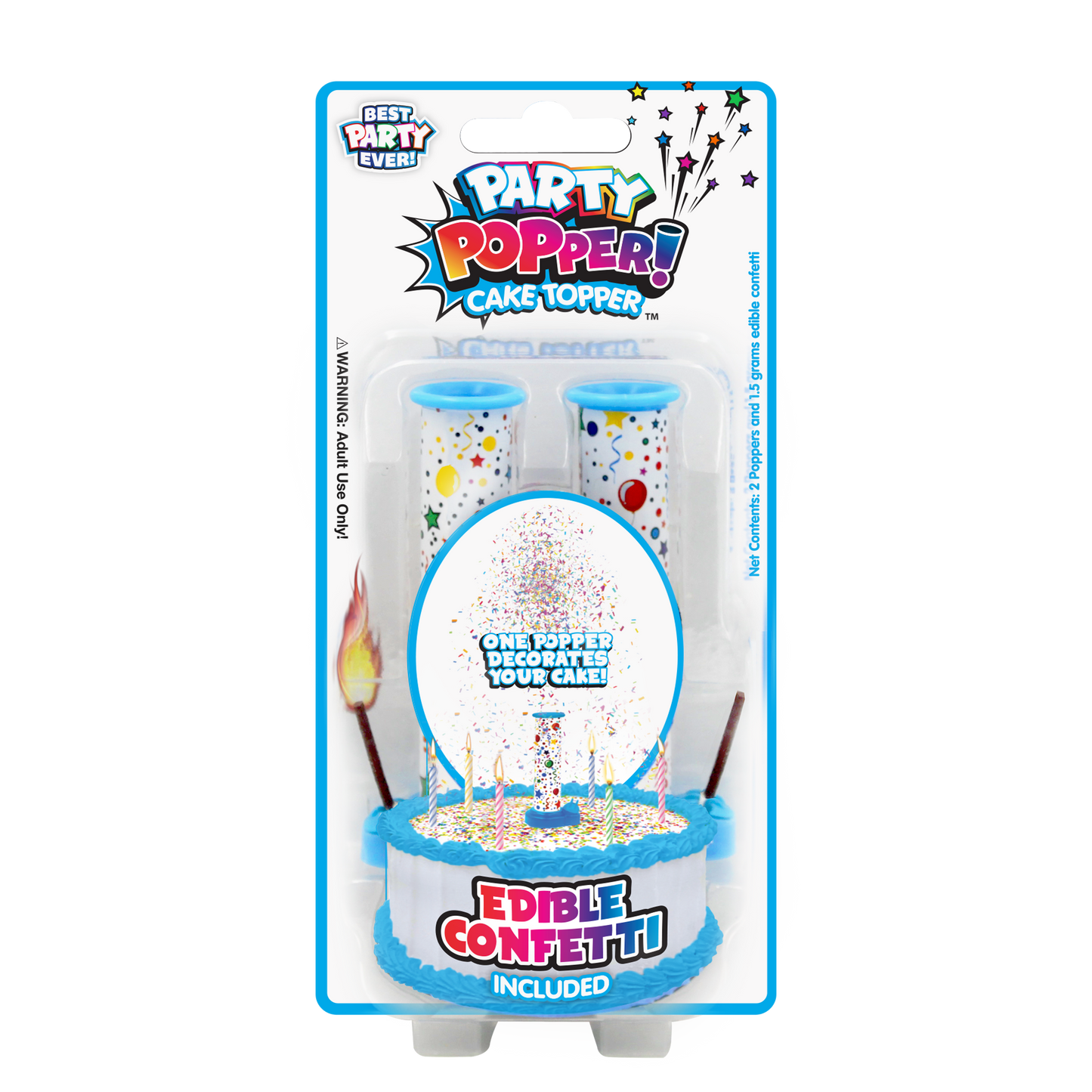 Party Popper! Cake Topper - Silver & Gold