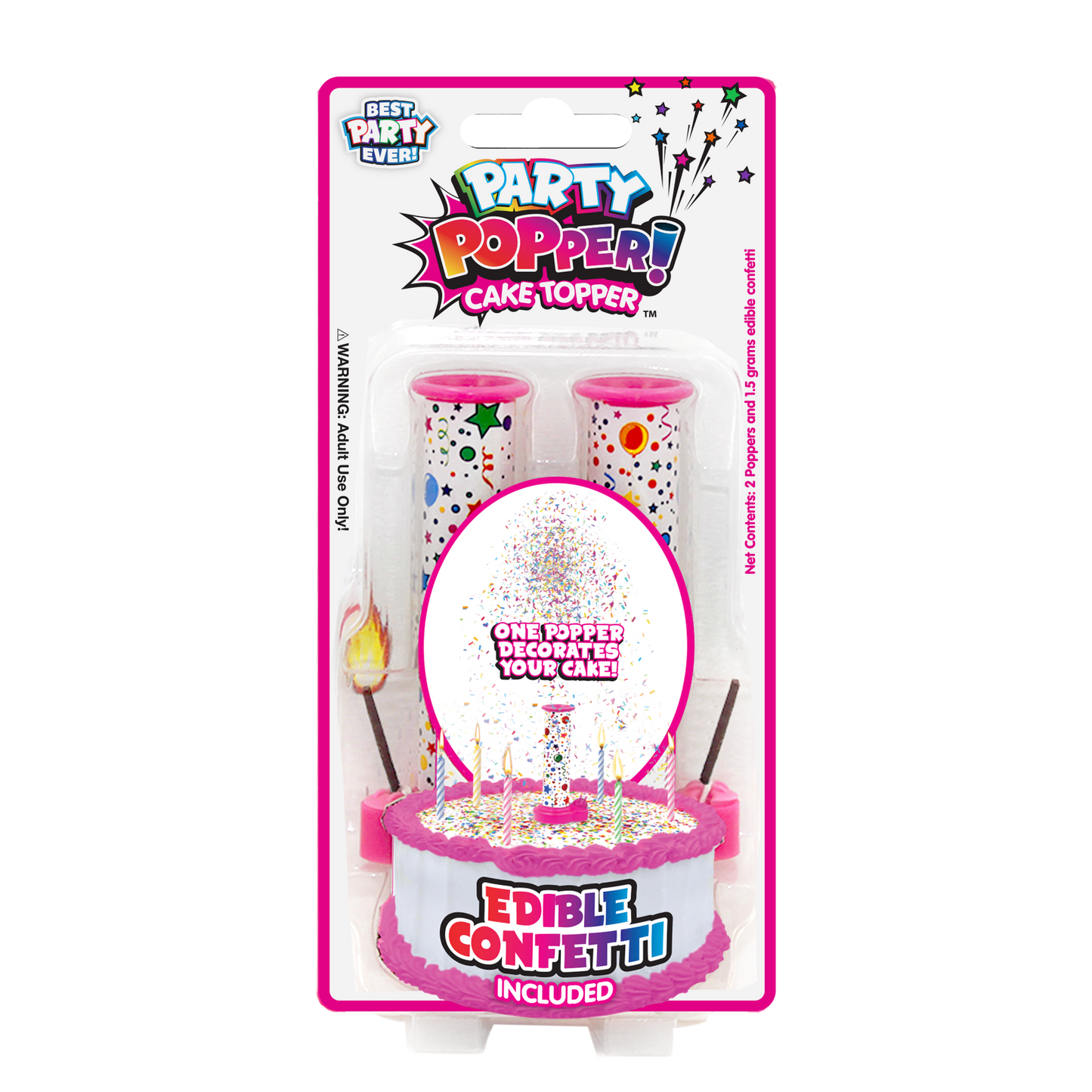 Party Popper! Cake Topper - Silver & Gold