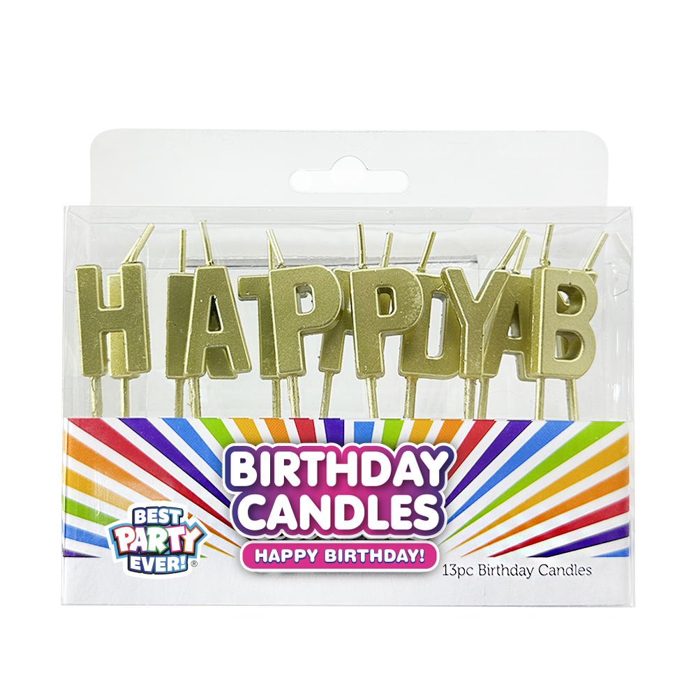 Gold Metallic Happy Birthday Letter Candles