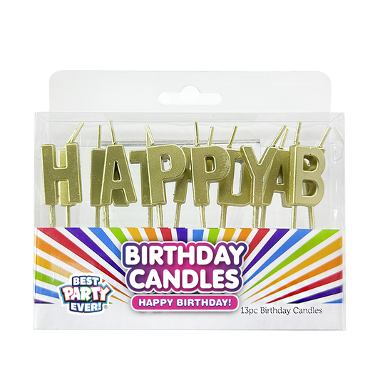 Gold Metallic Happy Birthday Letter Candles