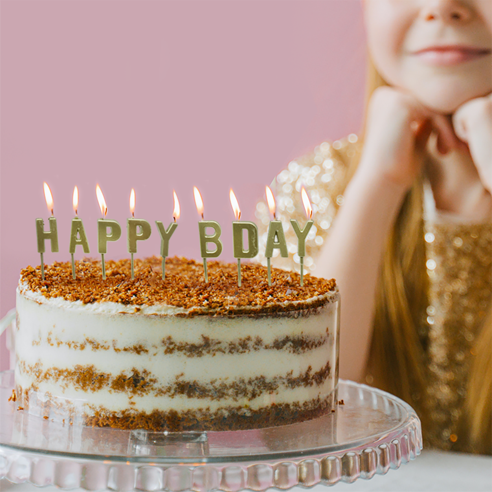 Gold Metallic Happy Birthday Letter Candles