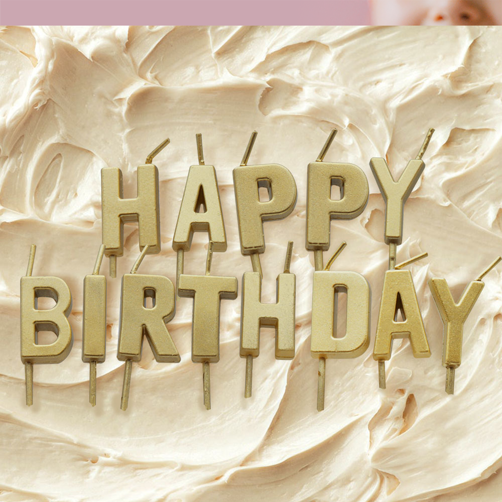 Gold Metallic Happy Birthday Letter Candles