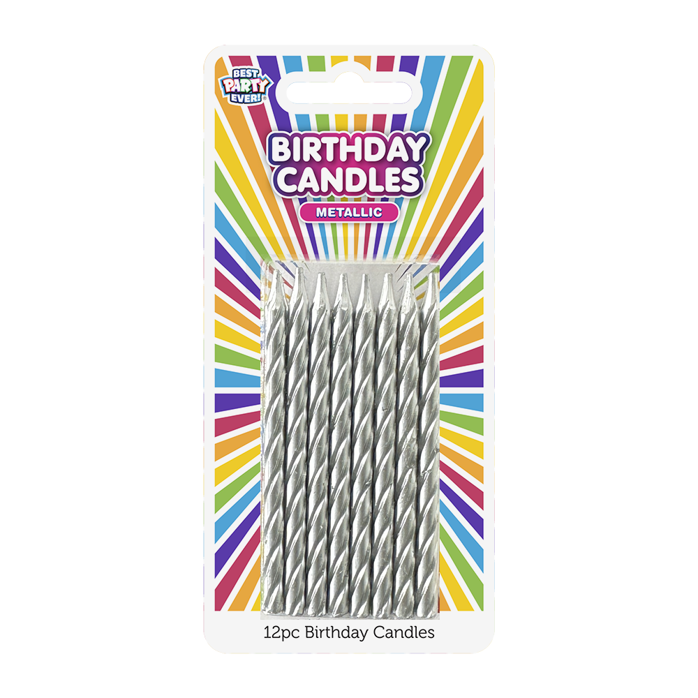 Metallic Silver Birthday Candles