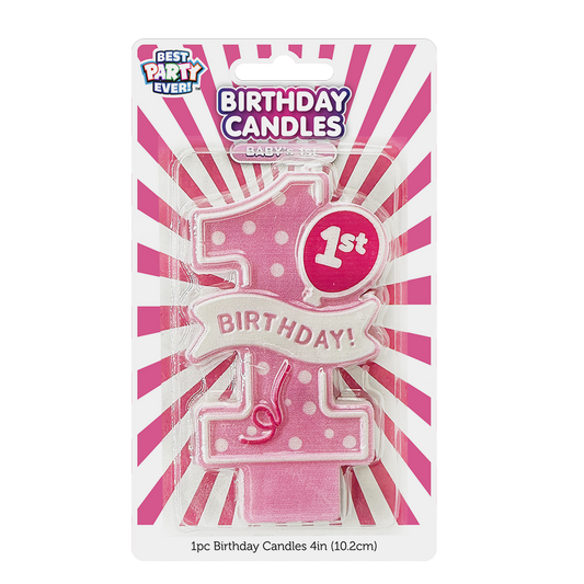 Pink Baby's 1st Birthday Candle