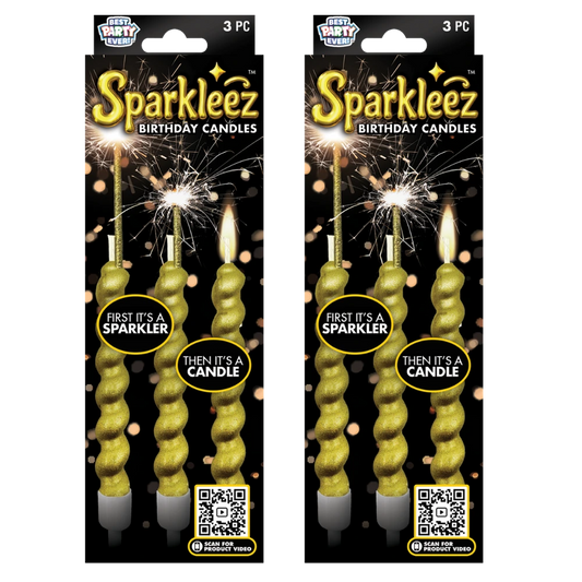 Two packages of Sparkleez birthday candles.